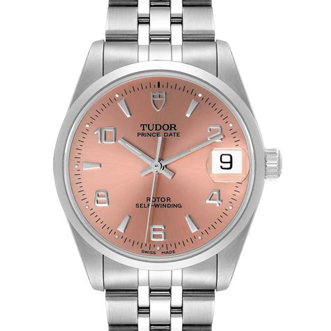 Tudor Prince Date Midsize Salmon Dial Steel Mens Watch 72000